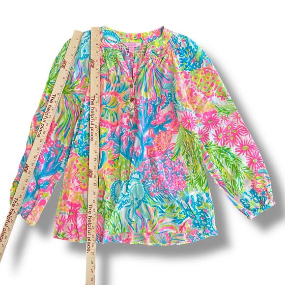 Lilly Pulitzer Elsa Silk Top Small Multi Via Del Mar Bright Resort Preppy - Picture 4 of 10